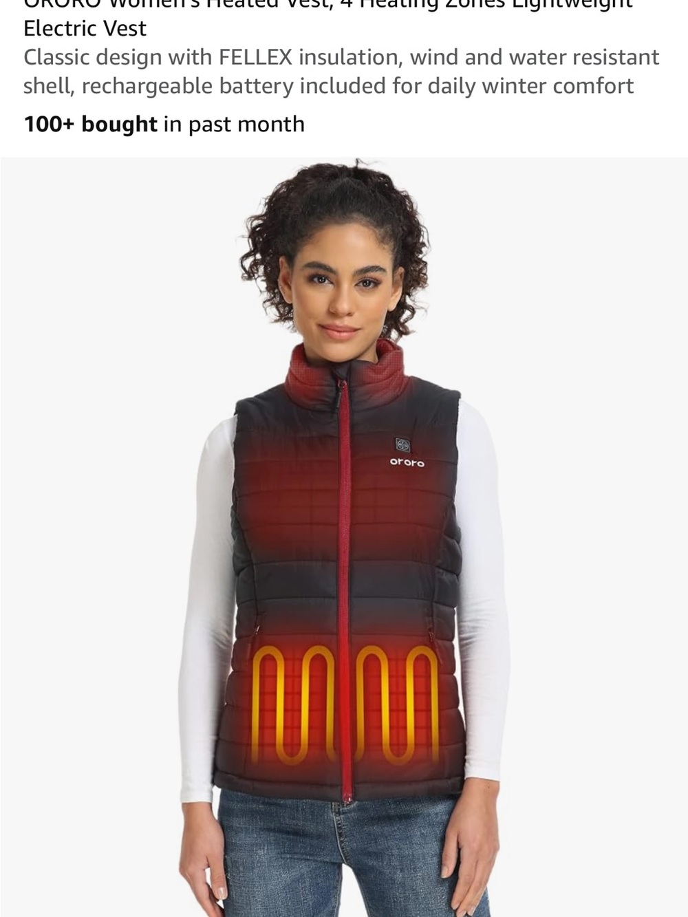 Ororo Women's Heated Puffer Vest in Red and Black